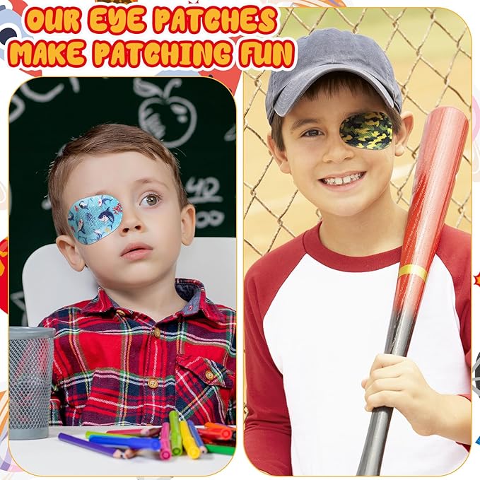 60 Pcs Adhesive Eye Patches for Kids Boys, 12 Styles Eye Patches Cute Boys Toddler Patch Bandages