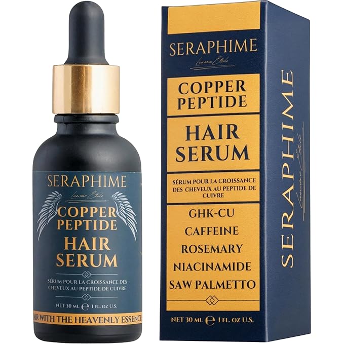 Copper Peptide Serum for Hair Growth - Caffeine, Niacinamide, Rosemary Oil, Saw Palmetto Hair Density Serum, Topical Tripeptide Scalp Care for Hair Thinning, Women & Men 1 fl oz