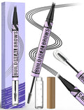 Vevivia Eyebrow Pen and Eyebrow Gel - Brow Pen 2-in-1 Eyebrow Pencils for Women with Micro-Fork Tip and Brow Gel Clear, Eyebrow Makeup for All-Day Defined, Fuller Brows, Black