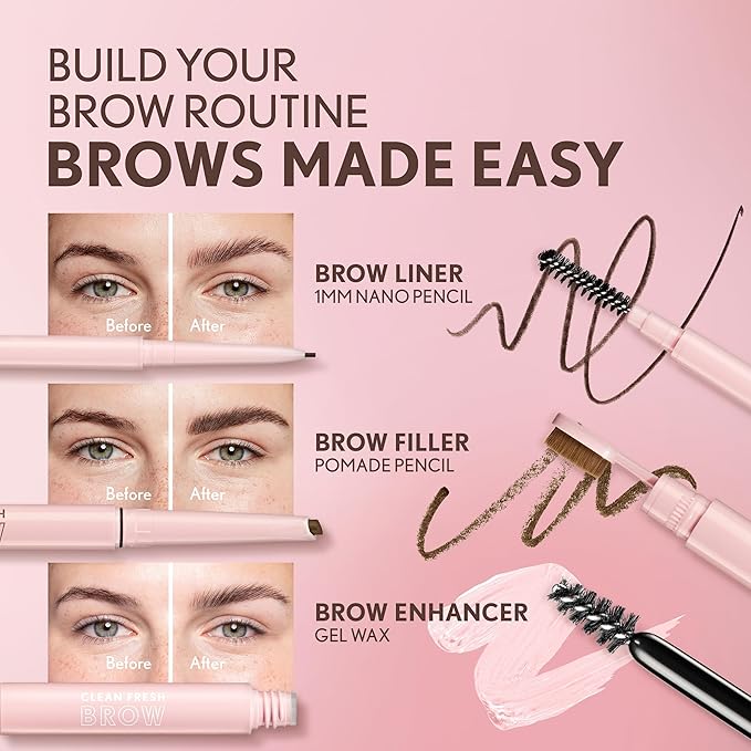 Covergirl Clean Fresh Brow Nano, 300 Auburn, Eyebrow Pencil, Ultra-Precise Tip, Waterproof, Transfer-Resistant, Built-In Spoolie, Vegan Formula, 0.001oz
