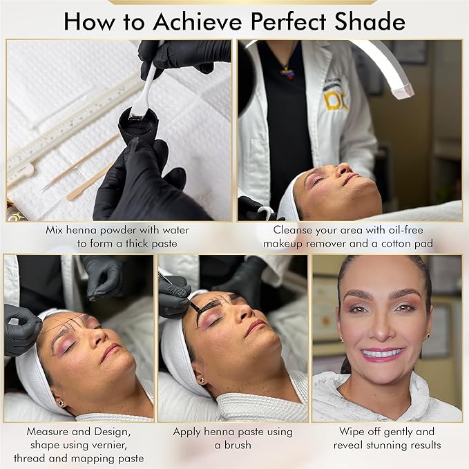 BROWSXPERT Professional Shading Touch-Up Kit — Herbal Henna Color Powder with Mixing Dish, Stir & Brush + Follow Instructions | 3.5g | Medium Natural Brown