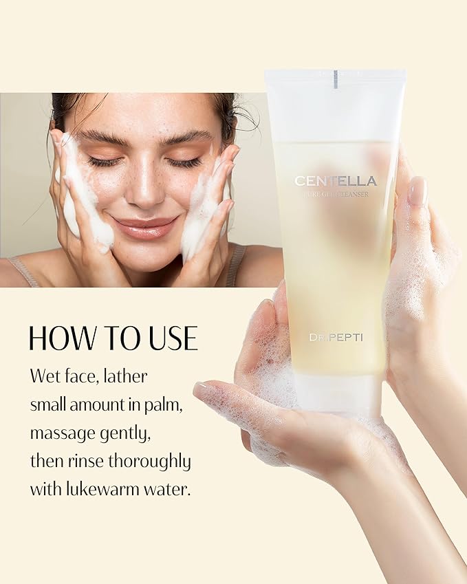 dr.pepti Centella BHA Gel Cleanser – Low pH 5.5, Irritation Score 0.00 – Gel-to-Foam Face Wash for Pores & Sensitive Skin, Non-Stripping, Salicylic Acid & Peptides, 6.76 fl oz