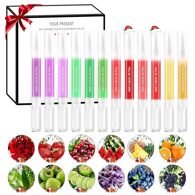 12pcs Nail Cuticle Oil Pen Gel Nail Oil Pen Nail Nourishment Polish With Vitamins Moisturized Gel Nail Polish Repair Pen For Gel Nails Care Cuticle Oils