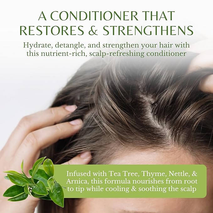 Edenika Botanicals Tea Tree Conditioner with Thyme, Nettle & Arnica, 16 fl oz, Invigorating & Nourishing Formula, Vegan, Sulfate-Free, Paraben-Free, for All Hair Types