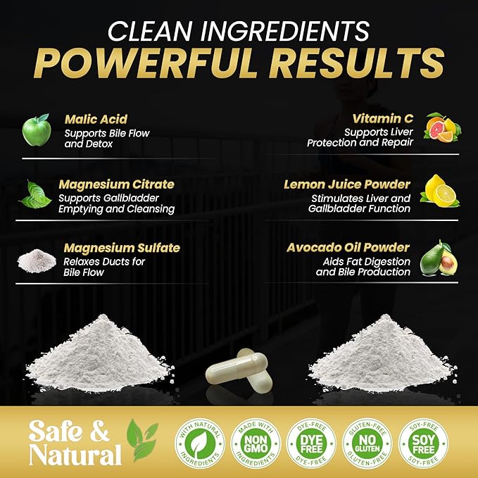 Advanced 5-Day Liver & Gallbladder Cleanse & Detox Formula – Lemon Juice Powder, Malic Acid, Magnesium & Vitamin C – Supports Liver Function, Bile Flow & Gallbladder Health