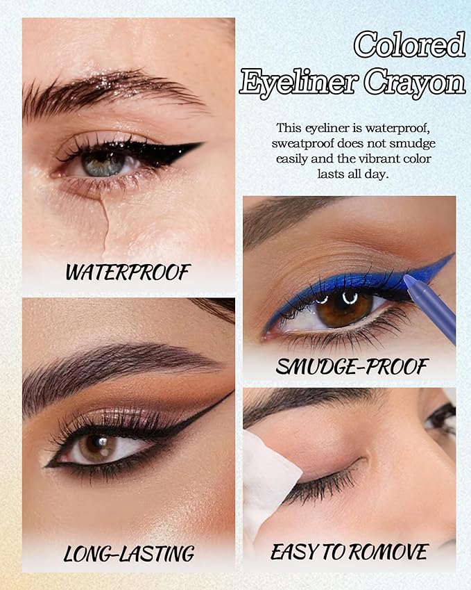Waterline Gel Eyeliner Pencil, Green Matte Waterproof Long Lasting Cream Eye Liner Pencil with Sharpener, Hypoallergenic Highly Pigmented Precision Smudge-Proof Smooth Eyeliner Makeup Pen for Women-05