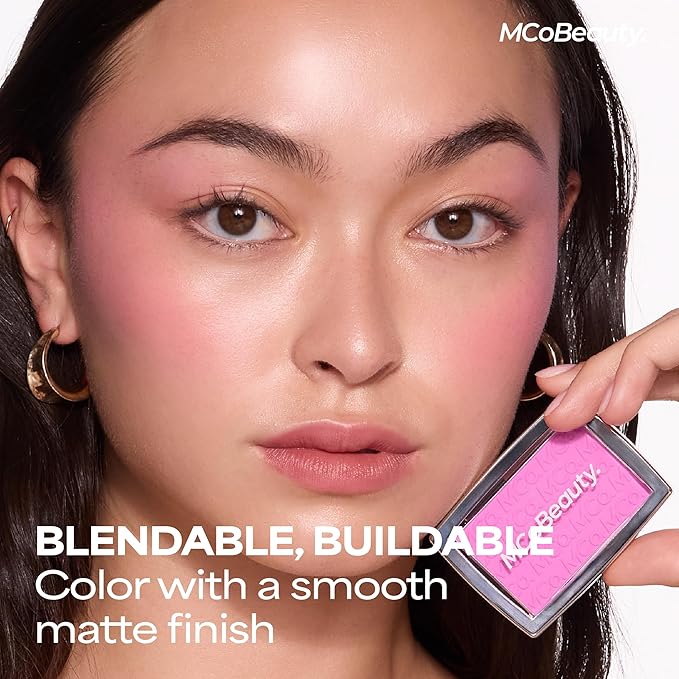 MCoBeauty Glow Up pH Powder Blush - Vivi Pink - Color Activated Soft Matte Blusher for Cheeks - Blendable, Buildable & Long Wearing Face Makeup - Natural Finish - Vegan & Cruelty Free