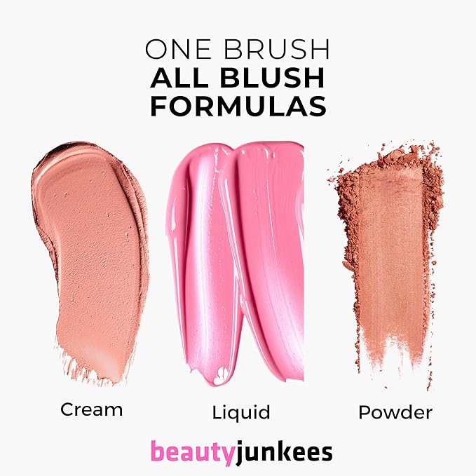 Beauty Junkees Angled Blush Brush for Cream, Liquid, Powder Makeup, Dense Synthetic Bristles to Stipple and Blend for Buildable Pigmented Color