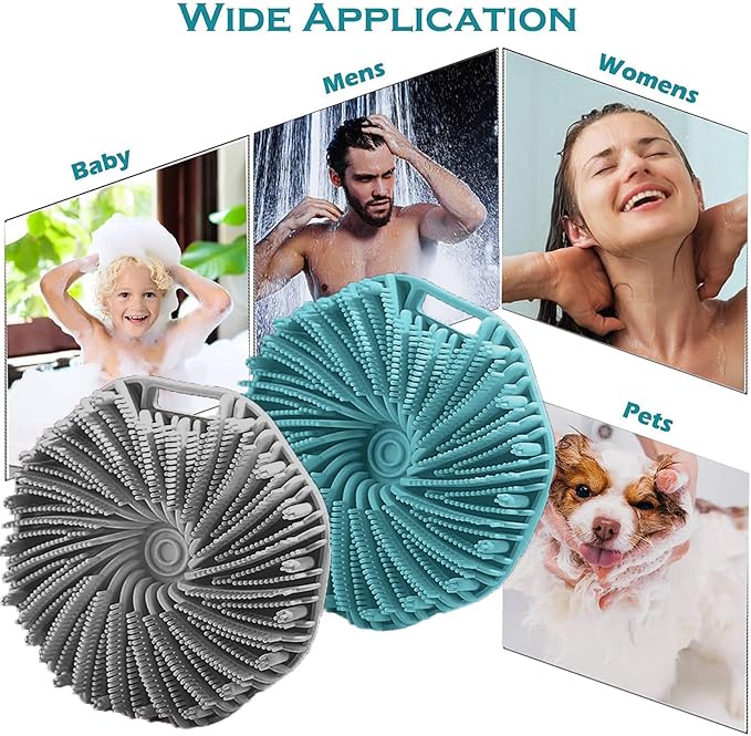 RamPula Silicone Body Scrubber Shower Brush Super-Exfoliating Body Brush & Non-Slip Strap, Loofah Alternative Bath Scrubber for Sensitive/All Skin Types, Gentle Massage & Effective Shower Exfoliation