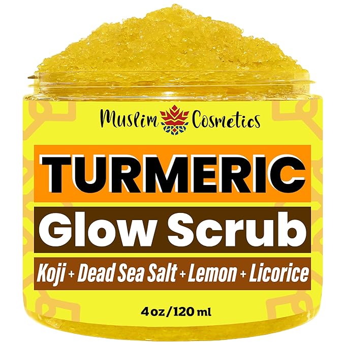 Turmeric Dead sea salt scrub | Kojic Acid | Licorice root | Face & Body | 100% Natural | Jojoba oil || Made in Canada - Muslim Cosmetics - Turmeric Glow (4oz (120ml))