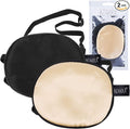 eZAKKA Eye Patches for Adults Kids, 2 Pieces Silk Elastic Eyepatch for Lazy Eye Amblyopia Strabismus (L, Champagne+Black)
