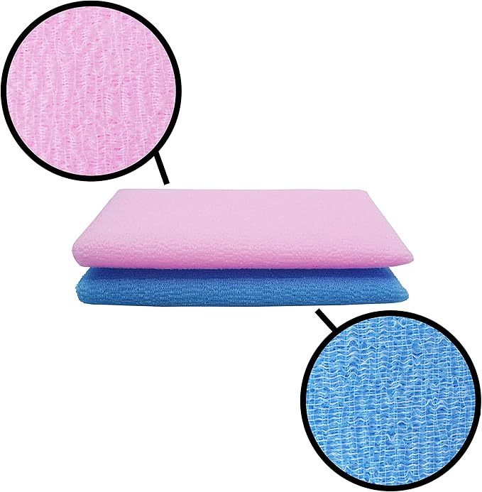 Bath Shower Exfoliating Towel Cloth Nylon Mesh Korean Loofah Scrub Washcloth Back Scrubber, Assorted Colors (4 Pack)