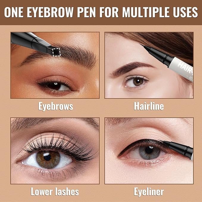 iMethod Eyebrow Pen - Eyebrow Pencil,2-in-1 Eyeliner Dual-Ended Brush-Tip Microblading 4d Eyebrow Pencils for women,Long Lasting Waterproof Hair-Like Brow Pencil,with Eyebrow Brush,LightBrown