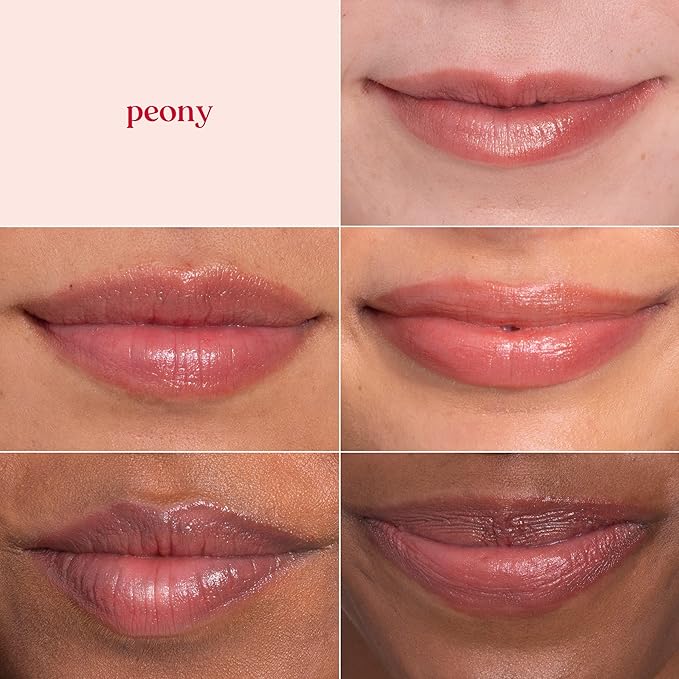 Burt's Bees Shimmer Lip Tint Set, Mothers Day Gifts, Tinted Lip Balm Stick, Moisturizing for All Day Hydration with Natural Origin Glowy Pigmented Finish & Buildable Color, Peony (4-Pack)