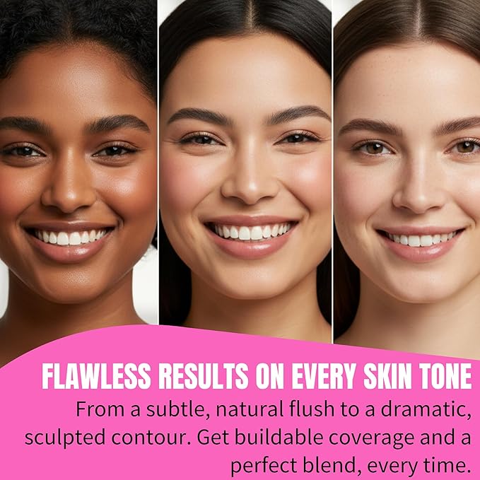 Beauty Junkees Angled Blush Brush for Cream, Liquid, Powder Makeup, Dense Synthetic Bristles to Stipple and Blend for Buildable Pigmented Color