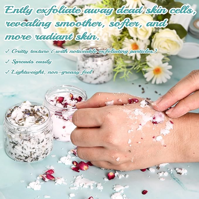 JUYRLE Body Scrub Making Kit- Make Your Own Salt Body Scrub with Almond Oil, Essential Oils, Moisturizing and Exfoliating Dry Skin Hand Foot DIY Organic Body Scrubs Gifts For Women & Men