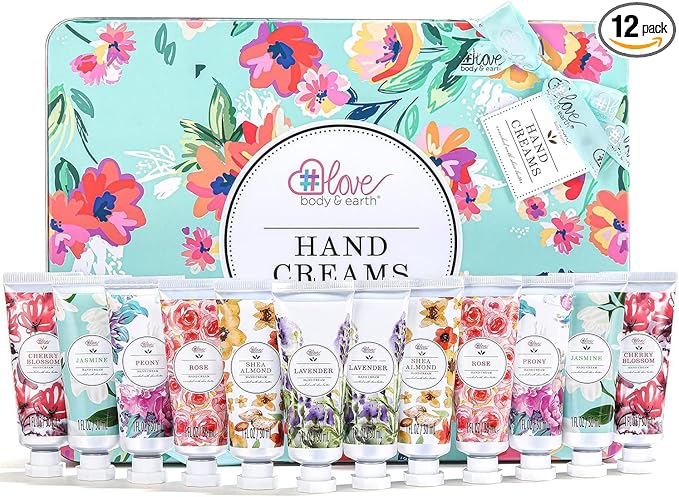 12 Pack Hand Cream Gifts Set, Mothers Day Gifts for Mom, Moisturizing Hand Lotion Enriched with Shea Butter to Nourish Dry Hands, Hand Cream Travel Size, Birthday Gifts for Women, 12 x 1 OZ