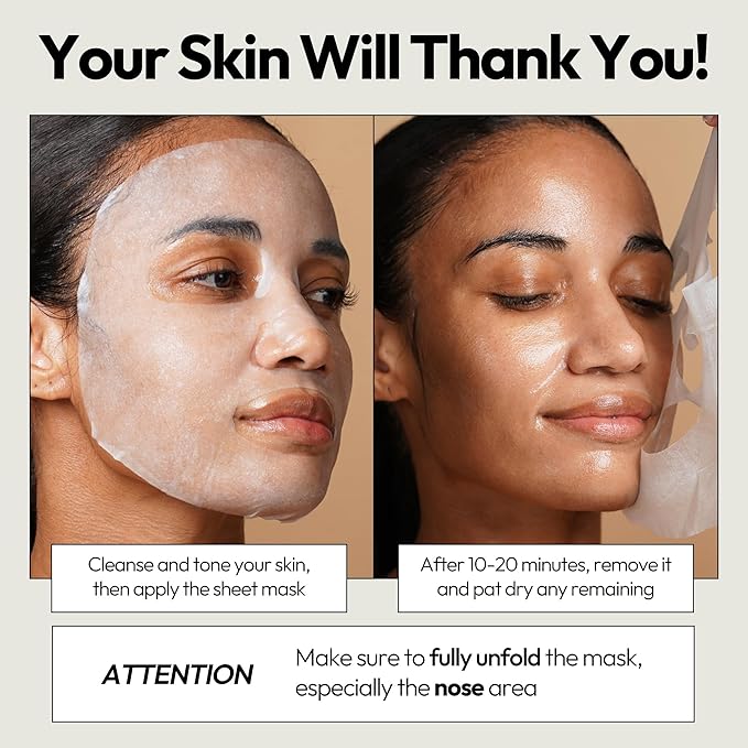 LAPCOS Honey Sheet Mask - Nourishing & Hydrating Face Masks with Hyaluronic Acid to Hydrate and Tighten Dry Skin - Highly Breathable Lyocell Sheet - Korean Skin Care Beauty Favorite (Pack of 5)