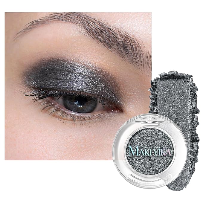MAKI YIKA Spark Black Crème Eyeshadow Single Shimmer Dark Cream Eye Shadow palette for Women Color Stay Long Lasting Waterproof Eye Makeup Monochrome Eyeshadows,#22
