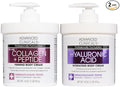 Advanced Clinicals Collagen Peptides Body Lotion + Hyaluronic Acid Moisturizer 2PC Skincare Set For Women & Men | Dry Skin Moisturizing Body Cream Helps Diminish Appearance Of Crepey Skin, 2PC Bundle