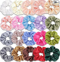 Satin Scrunchies for Women,Silk Hair Ties Fashion Soft Ties and Bands,Elastic Ponytail Holders No Damage Hair Accessories Thick Hair Styling for Girls - 20 Pcs light colors