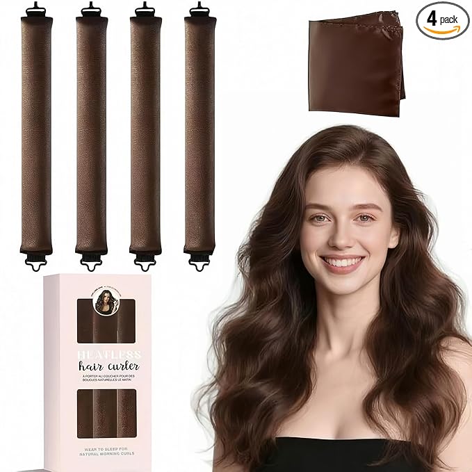 【5Pcs】 Heatless Hair Curler Overnight Curls with Satin Scarf No Heat Curling Blowout Rod to Sleep In Hair Rollers