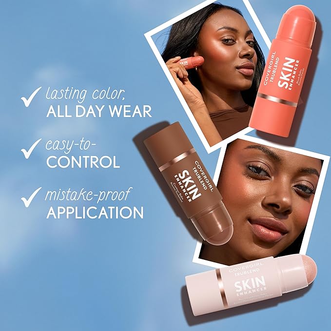 COVERGIRL Trublend Skin Enhancer Blush Balm Stick, Vegan Formula, Easy to Use, Glides on Effortlessly, Non-Greasy, Doesn't Crease - 245 Toasted Chai (Bright, Warm Terracota)