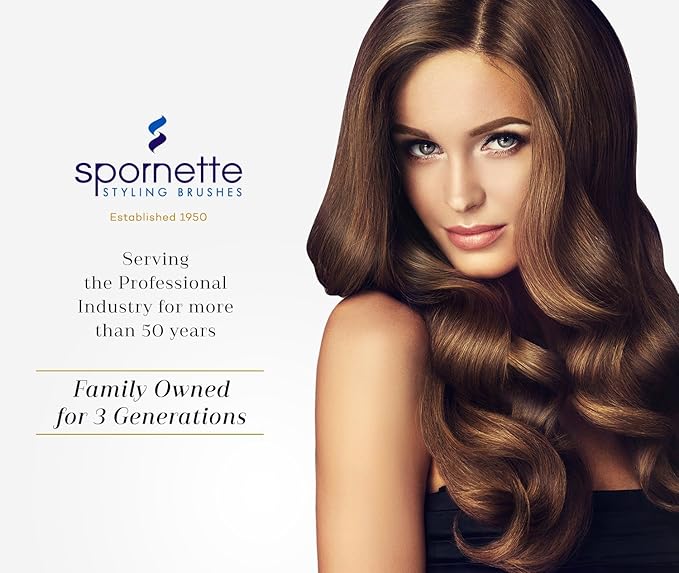 Spornette Mini Styler Boar Bristle .75 inch Round Brush for Blowouts, Volume, Styling, Finishing, Curling & Setting Short, Curly, Wavy, Straight, Thick, Normal or Thin Hair on Men & Women