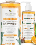 Tree To Tub Citrus Body Wash for Dry Skin & Sensitive Skin - pH Balanced Moisturizing Body Wash, Hydrating Sulfate Free Body Soap for Women & Men w/Organic Shea Butter, Aloe Vera, Natural Soapberry