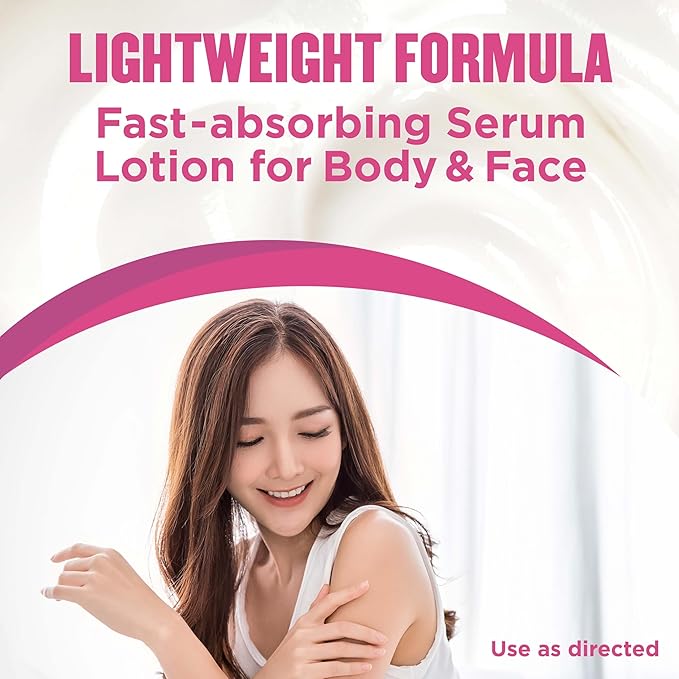 Gold Bond Plumping Collagen Body and Face Serum Lotion, Lightweight Hydrating Moisturizer with Collagen Peptide Complex, Jojoba and Grapeseed Oils to Visibly Plump Skin, Cherry Blossom Scent, 4.3 oz