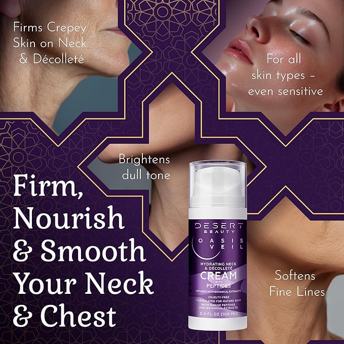 2-Pack Neck Firming Cream for Women – Neck Creams for Tightening and Firming with Peptides, Collagen & Hyaluronic Acid – Decollete Firming Cream for Lifting & Smoother Skin, 3.38 fl oz