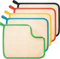 Tatuo 5 Pcs Exfoliating Face and Body Wash Cloths Towel Weave Bath Exfoliating Scrub Massage Bath Cloth for Women and Men, 10.23 x 8.66 Inch(Black Green Orange Blue Yellow Edge)