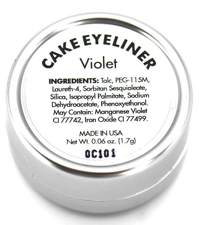 Pure Ziva Matte Violet Eggplant Satin Lavender Deep Purple Cake Eyeliner & Pressed Eyeshadow, Water Activated Powder; Gluten & Cruelty Free