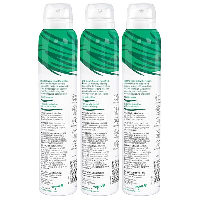 Not Your Mother's Clean Freak Original Dry Shampoo (3-Pack) - 4.4 oz Each - Instant Oil Absorption for Soft, Clean Hair - Fresh Citrus - Body Building Hair Refresh Between Washes