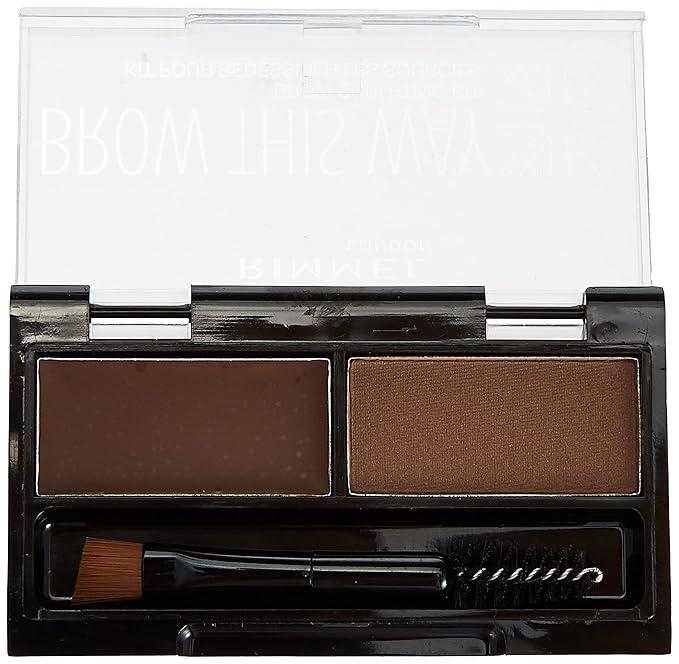 Rimmel Brow This Way Sculpting Kit, Medium Brown, Powder 0.04 Ounce, Wax 0.03 Ounce
