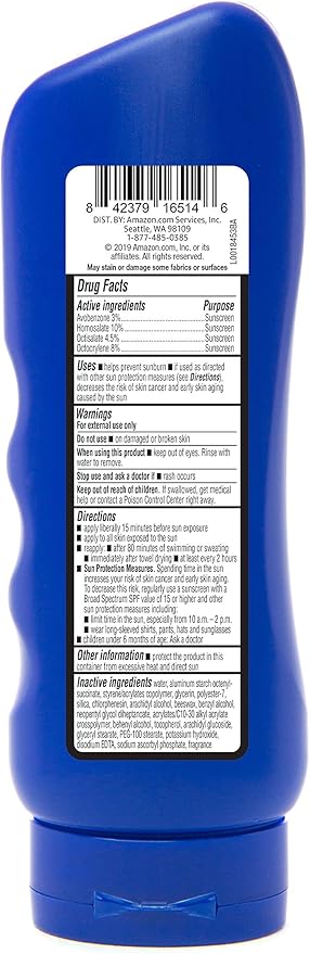 Amazon Basics Sport Body Sunscreen Lotion SPF 50, Water Resistant (80min), Fragrance Free, Formulated without Octinoxate & Oxybenzone, Broad Spectrum UVA/UVB Protection, 8 fl oz, 6-Pack