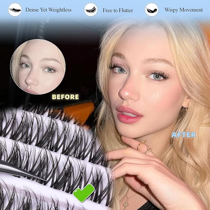 Spider Lash Clusters Wispy Volume Eyelash Extensions 3D Natural Breeze Eyelash Clusters Thin Band Individual Lashes DIY Lash Extensions 10-16mm by ALICE