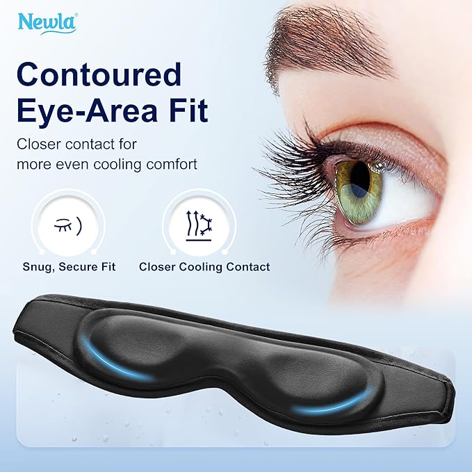 Contoured Cooling Gel Eye Mask: Snug Fit Cold Compress for Puffiness Migraines Dark Circles Sinus Eye Strain - Fits All Head Sizes - Daily Relaxation Beauty Care Travel (Purple)