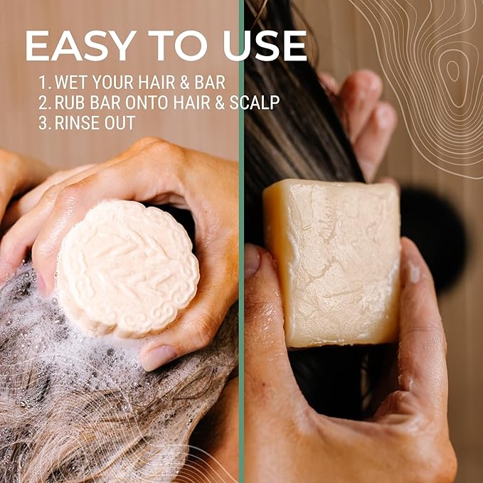 Viori Rosemary Shampoo Bar and Conditioner Set with Biotin - Rice Water Solid Hair Bars for Thinning Hair - Strengthening, Shine, Scalp Care - Plastic Free - Travel Friendly