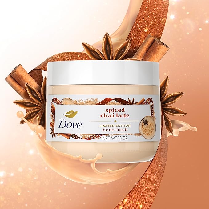 Dove Limited Edition Holiday Treats Body Scrub Spicy Chia Latte for Deep Nourishment 15 oz (Pack of 2)