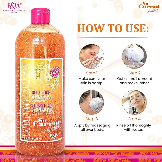 FAIR & WHITE So Carrot Body Scrub Body Wash 31.8 Floz / 940ml
