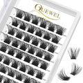 QUEWEL Lash Clusters 72 Pcs Cluster Lashes Wide Stem Eyelash Clusters C/D Curl 8-16mm DIY Eyelash Extensions Mega Style for Self Easy To Use at Home (Mega-D-12)