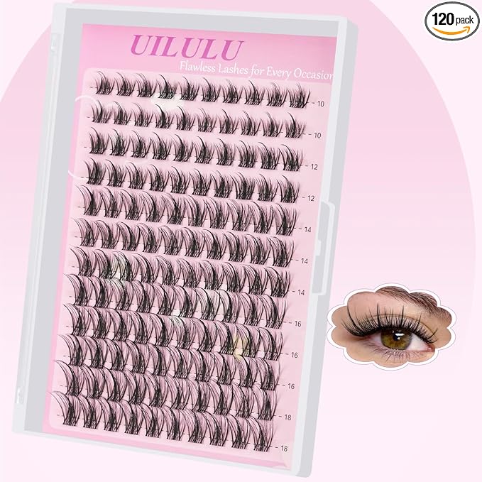 Natural Lash Clusters with Spikes 10-18mm Mix D Curl DIY Extension Eye Natural Lashes False Wispy EyeLash Cluster (U27 Eyelashes Only)