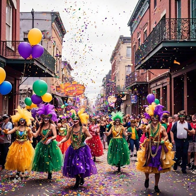 Mardi Gras Gold Hair Face Glitter,Mardi Gras Outfit for Women,Green Purple Gold Mixed Holographic Self-Adhesive Body Glitter,Festival Chunky Sequins Carnival Costume New Orleans Decorations