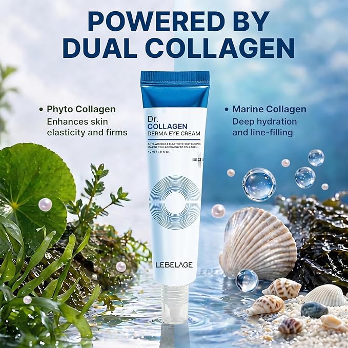 LEBELAGE Derma Eye Cream 1.35 fl oz | Lightweight Eye Moisturizer | Fast-Absorbing Daily Under Eye Cream for Smooth, Hydrated Skin Feel | Korean Skincare Routine (Collagen)