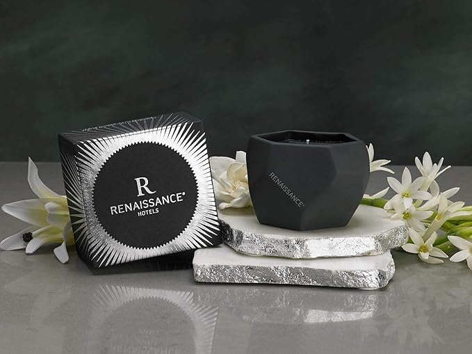 Shiso Tea Candle - Hand-Poured Soy Blend Candle Crafted by Joya Exclusively for Renaissance Hotels - Signature Shiso Tea Scent - Black Wax in Ceramic Vessel - 8.5 oz