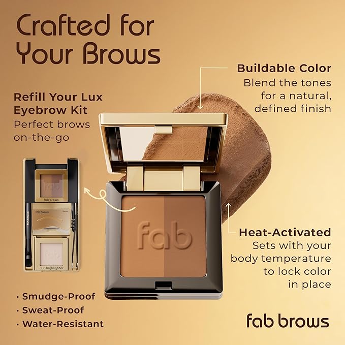 Lux Eyebrow Kit Refill Powder - Soft and Natural Eyebrow Definition for Light Brown/Medium Brows On-The-Go