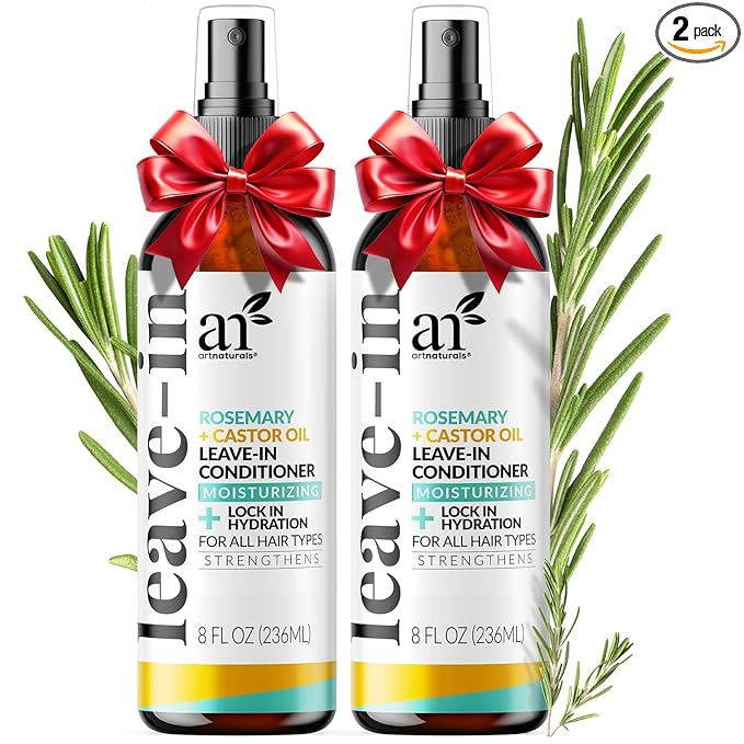 Artnaturals Rosemary & Castor Oil Leave-In Conditioner - (8 Fl Oz / 236ml) - Made with Organic and Natural Ingredients - for All Hair Types – Treatment for Damaged Hair (8 Fl Oz (Pack of 2))