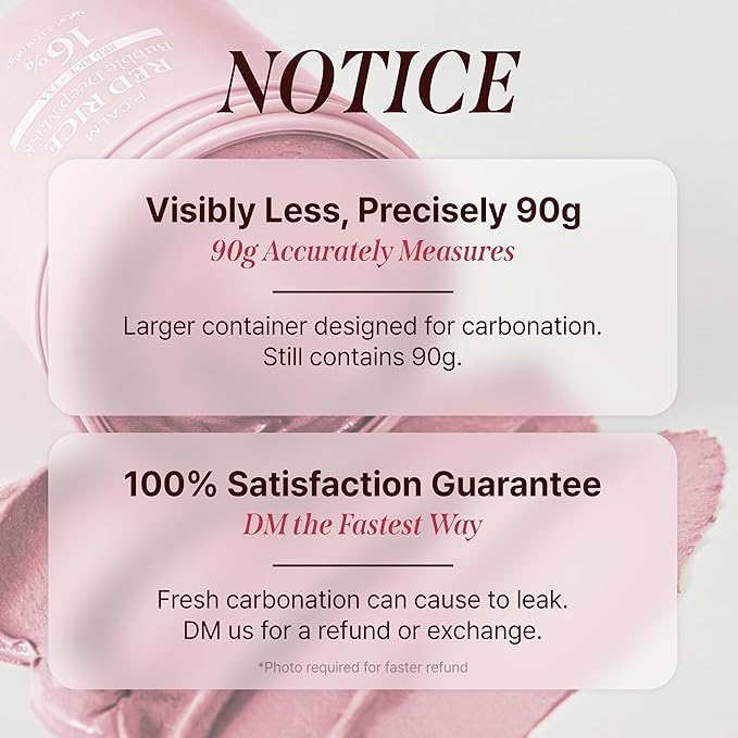 P.CALM Red Rice Bubble Deep Mask | Uneven Tone & Brightening Care, Carbonated Water & Red Rice Ferment for Smooth, Clean Skin, Clay Wash-Off Pack | Korean Skincare, 90g / 3.17 oz