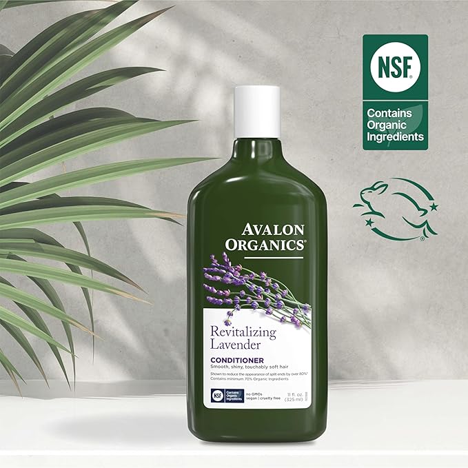 Avalon Organics Revitalizing Lavender Conditioner, For Smooth, Shiny, Touchably Soft Hair For Normal To Dry Hair, 11 Fluid Ounces